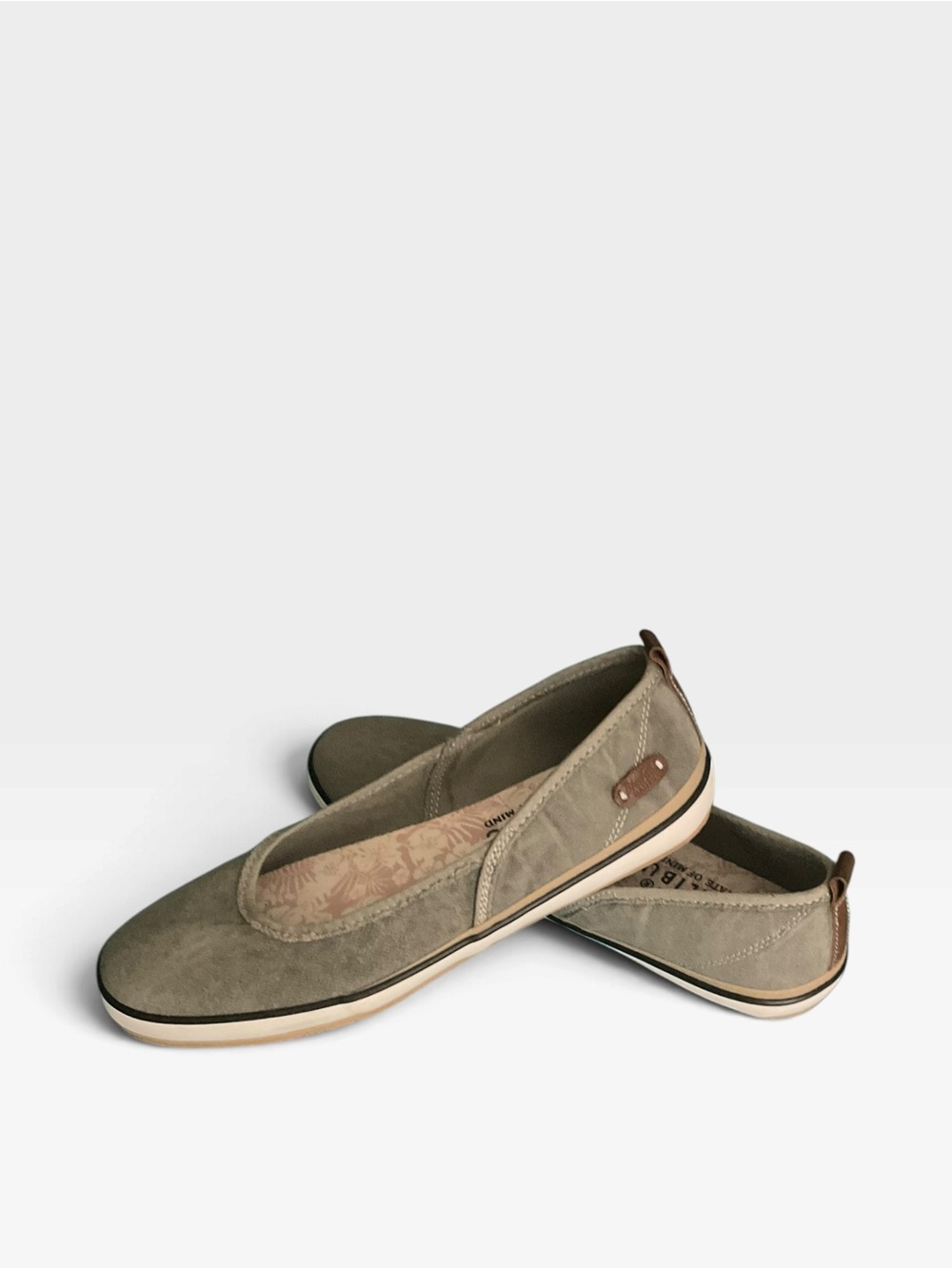 BLOWFISH sz 7.5 EZ DOES IT Slip-On Flats Fabric Upper Gray Olive